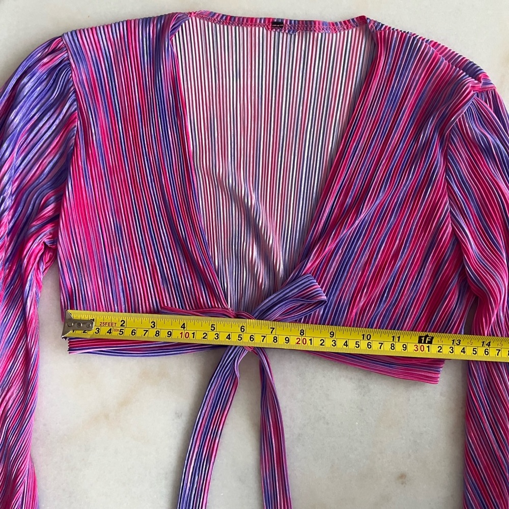 Matching Set! Cotton Candy Hot Pink Purple Long Sleeve Wrap Top Maxi Skirt Vacay - Picture 10 of 14